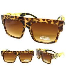 Oversized Retro Hardcore Hip Hop Style SUNGLASSES Tortoise Frame with Gold Chain Link Temples 5345