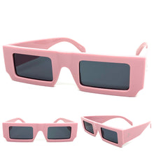 Classic Vintage Retro Style SUNGLASSES Thick Rectangular Pink Frame 80308