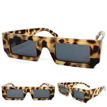 Classic Vintage Retro Style SUNGLASSES Thick Rectangular Leopard Frame 80308