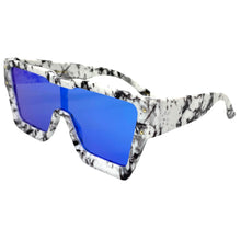 Oversized Luxury Modern Retro Shield Style SUNGLASSES Large Marble Frame 80165