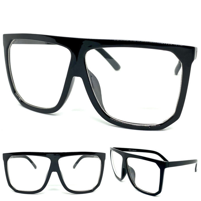 Oversized Vintage Retro Style Clear Lens EYEGLASSES Large Black Frame 5481