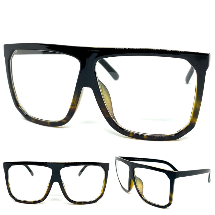 Oversized Vintage Retro Style Clear Lens EYEGLASSES Large Black & Tortoise Frame 5481