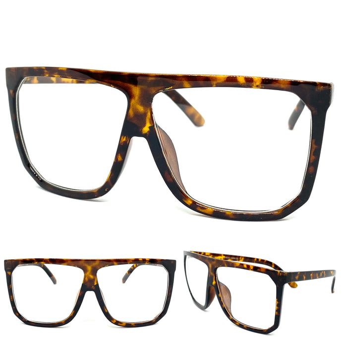 Oversized Vintage Retro Style Clear Lens EYEGLASSES Large Tortoise Frame 5481
