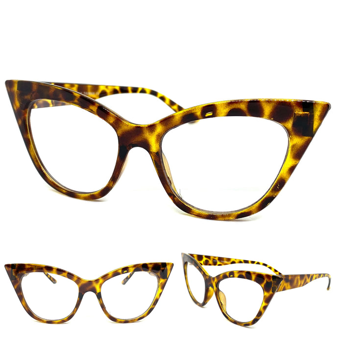 Women's Classic Vintage RETRO Cat Eye Style Clear Lens EYE GLASSES Leopard Frame 1611