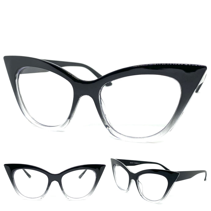 Women's Classic Vintage RETRO Cat Eye Style Clear Lens EYE GLASSES Black Frame 1611