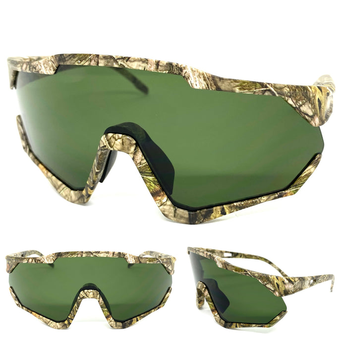 Oversized Sporty Wrap Around Style SUNGLASSES Large Camouflage Frame BP0173