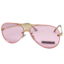 Classy Elegant Retro Style SUNGLASSES Gold Frame - Pink Lens 7498