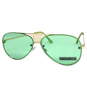 Classy Elegant Retro Style SUNGLASSES Gold Frame - Mint Green Lens 7498