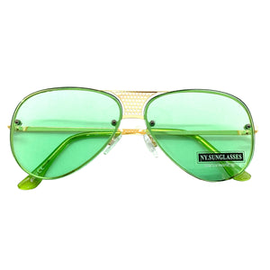 Classy Elegant Retro Style SUNGLASSES Gold Frame - Mint Green Lens 7498