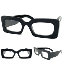 Classic Vintage RETRO Style Clear Lens EYE GLASSES Rectangular Thick Black Optical Frame - RX Capable 81041