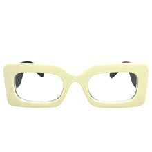 Classic Vintage RETRO Style Clear Lens EYE GLASSES Rectangular Thick Cream & Black Optical Frame - RX Capable 81041
