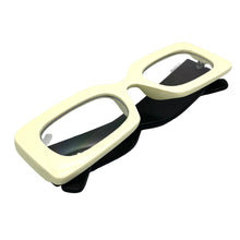 Classic Vintage RETRO Style Clear Lens EYE GLASSES Rectangular Thick Cream & Black Optical Frame - RX Capable 81041