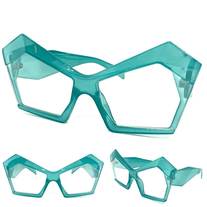 Oversized Classic Modern RETRO Cat Eye Style Clear Lens EYEGLASSES Turquoise Frame 1810