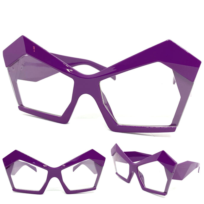 Oversized Classic Modern RETRO Cat Eye Style Clear Lens EYEGLASSES Purple Frame 1810