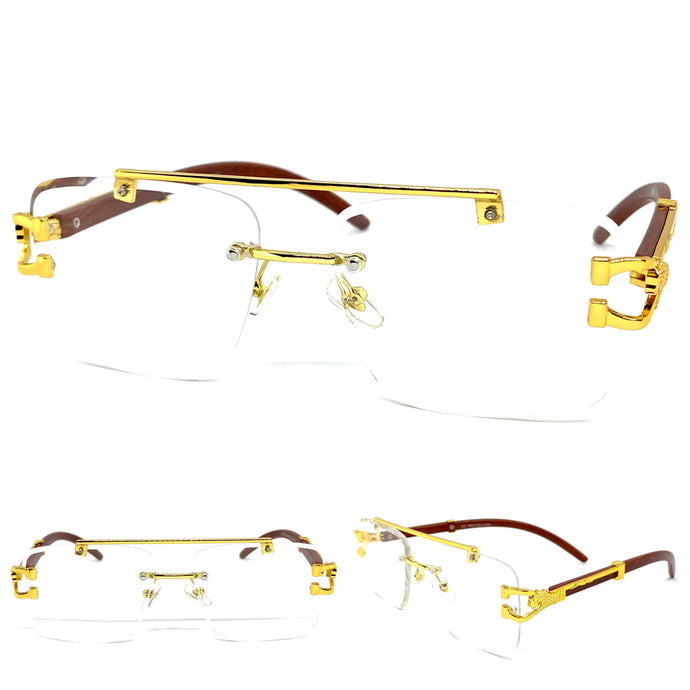 Men's Classy Elegant Luxury Retro Hip Hop Style CLEAR LENS EYEGLASSES Gold Frame 27619