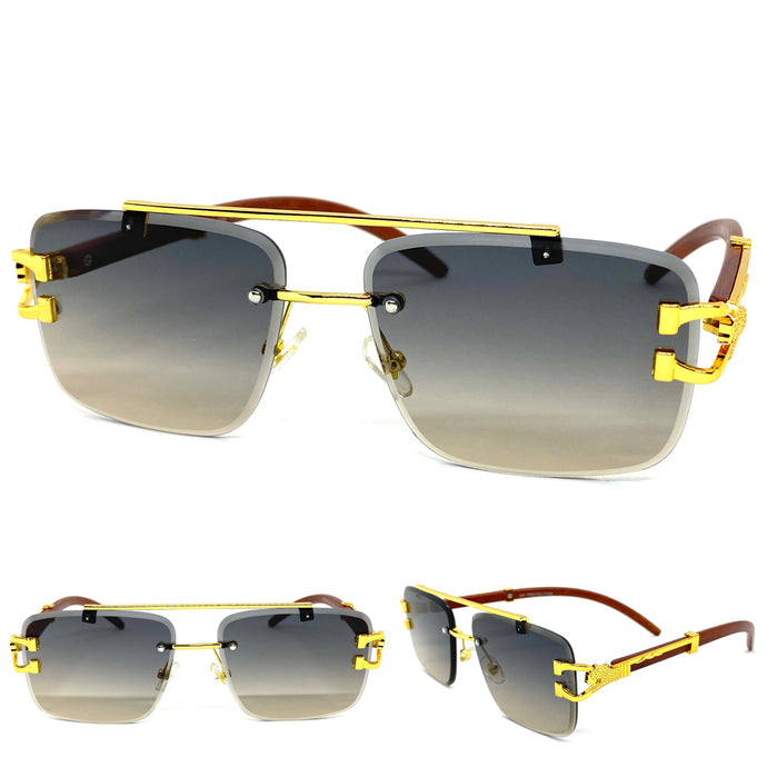 Men's Classy Elegant Luxury Retro Hip Hop Style SUNGLASSES Gold Frame 27619