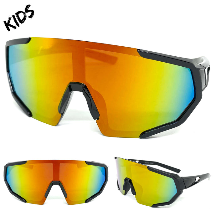 Kids Boys Retro Sporty Baseball Cycling Wrap Around Style SUNGLASSES Ages 6-12