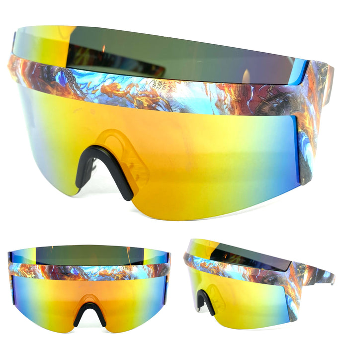 Oversized Retro Face Shield Visor Style SUNGLASSES X-Large Frame 80267