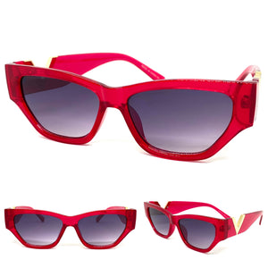 Exaggerated Modern Retro Cat Eye Style SUNGLASSES Funky Red Frame E1678