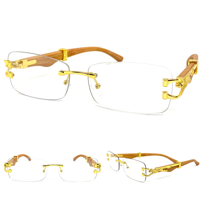 Men's Classy Elegant Luxury Retro Hip Hop Style CLEAR LENS EYEGLASSES Gold Frame E0925