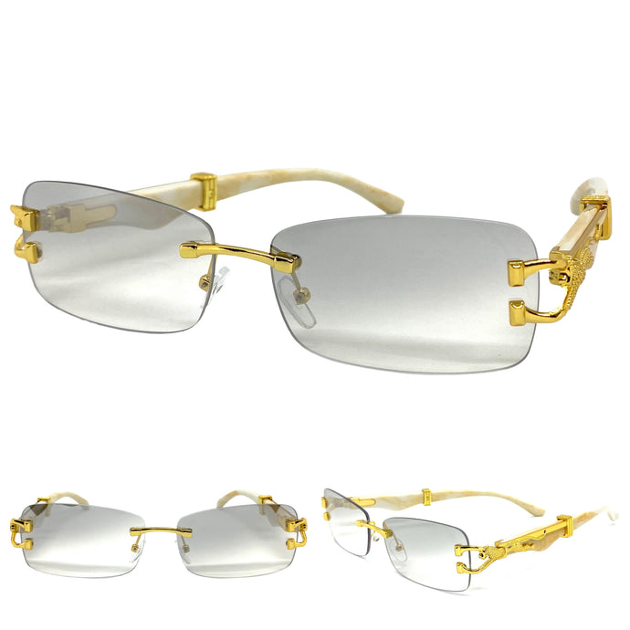 Men's Classy Elegant Luxury Retro Hip Hop Style CLEAR LENS EYEGLASSES Gold Frame E0925