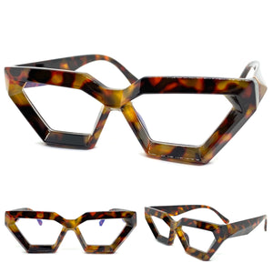 Exaggerated Modern Retro Cat Eye Style Clear Lens EYEGLASSES Thick Leopard Optical Frame - RX Capable 4079