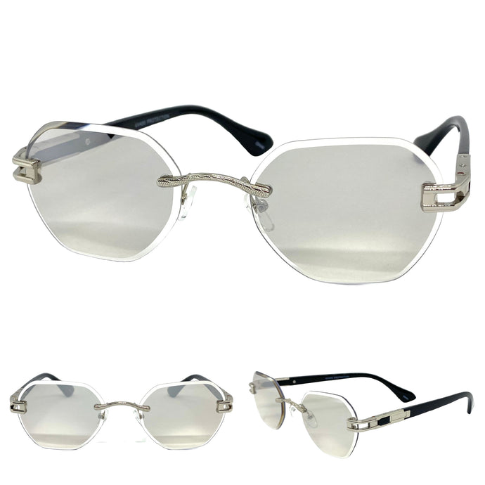 Men's Classy Elegant Retro Modern SUNGLASSES Silver Rimless Frame 5073