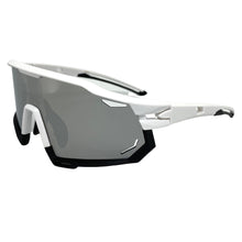 Oversized Retro Sporty Wrap Around Style SUNGLASSES Large White & Black Frame BP0182