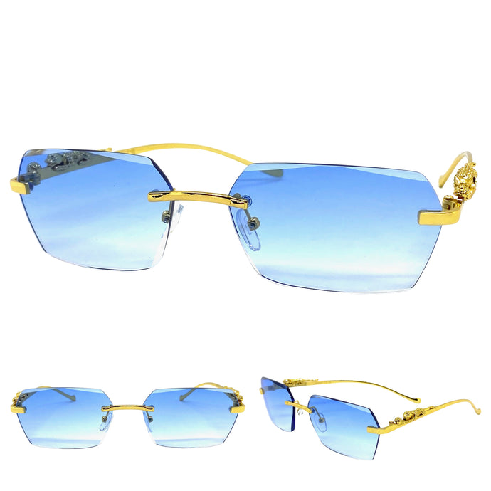 Classy Elegant Modern Contemporary Style SUNGLASSES Gold Rimless Frame 4055