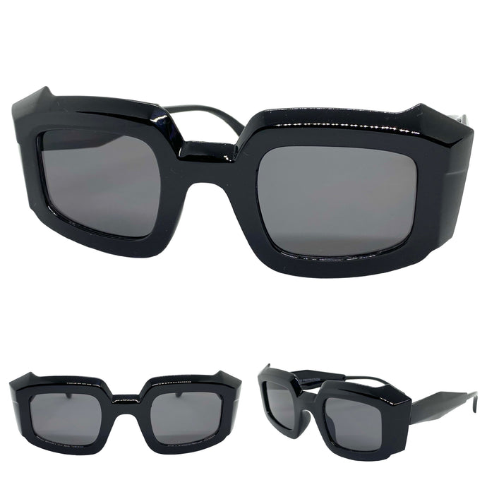 Classic Vintage Retro Style SUNGLASSES Black Frame with Dark Lens 80402