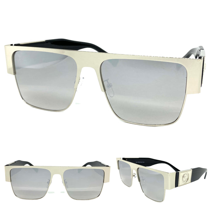 Classic Luxury Designer Hip Hop Style SUNGLASSES Silver & Black Frame 27614