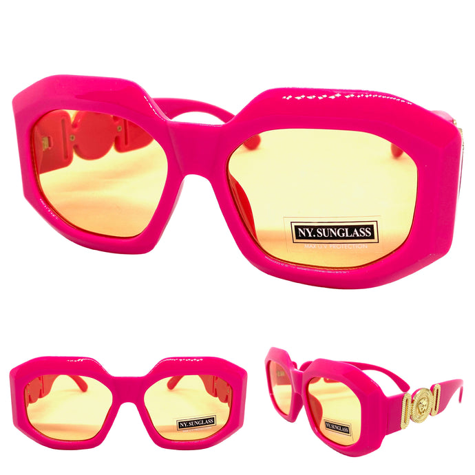 Classic Retro Luxury Designer Fashion SUNGLASSES Thick Hot Pink Frame 8244