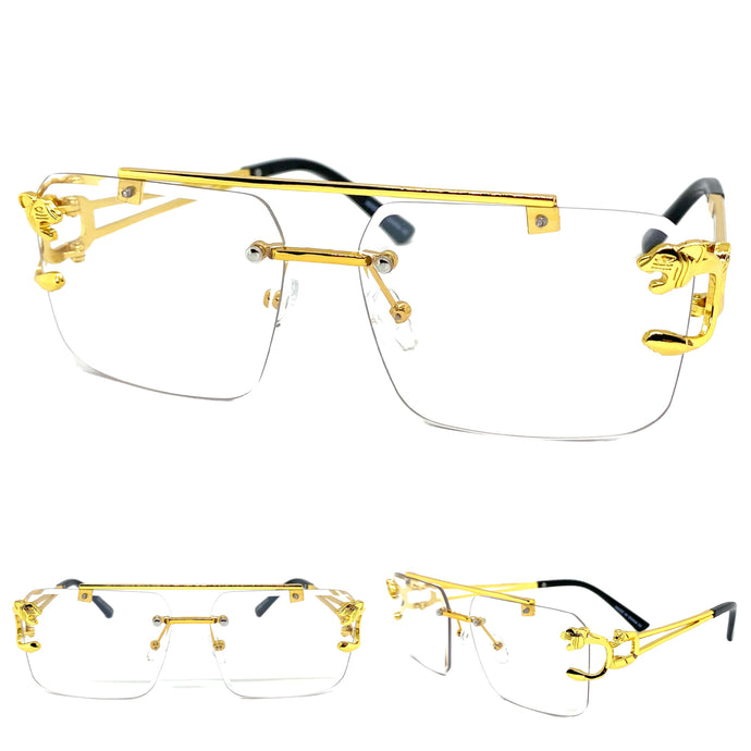 Classy Elegant Luxury Designer Hip Hop Style EYEGLASSES Gold Frame E0945