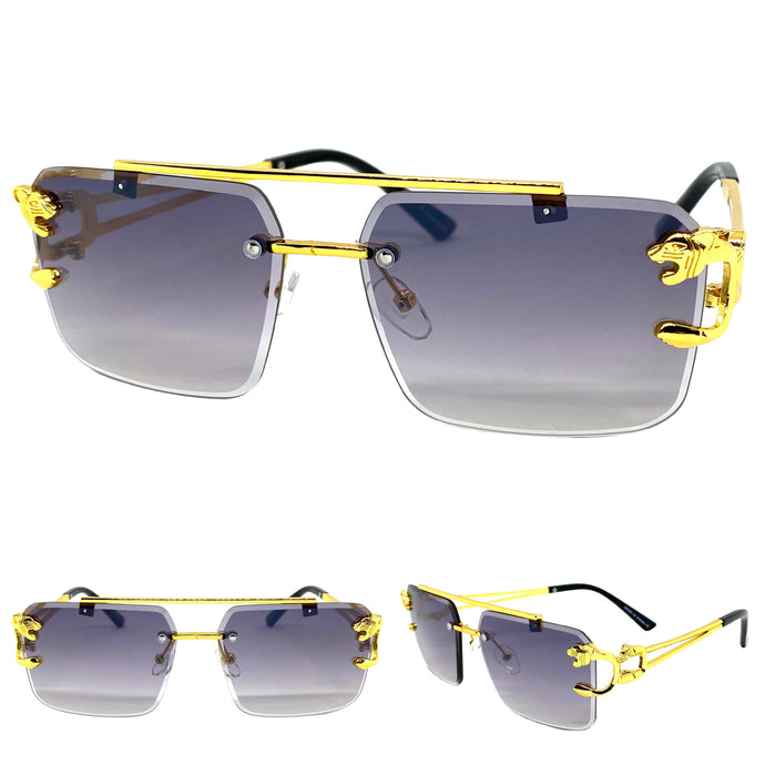 Classy Elegant Luxury Designer Hip Hop Style SUNGLASSES Gold Frame E0945