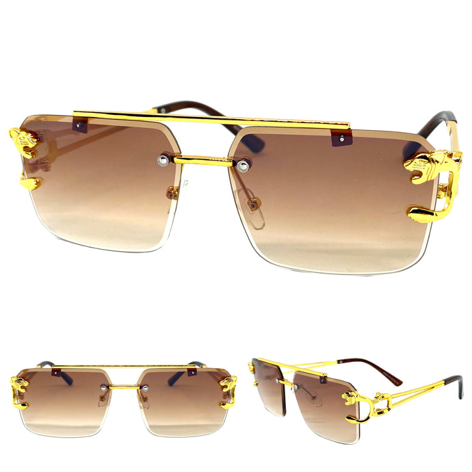 Classy Elegant Luxury Designer Hip Hop Style SUNGLASSES Gold Frame E0945