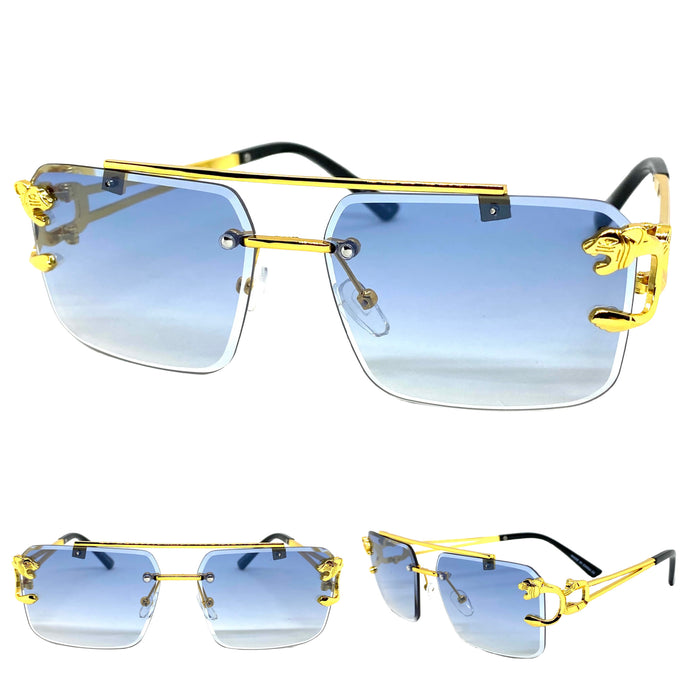 Classy Elegant Luxury Designer Hip Hop Style SUNGLASSES Gold Frame E0945