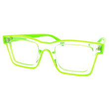 Classic Vintage Retro Style Clear Lens EYEGLASSES Neon Green Optical Frame - RX Capable 5202