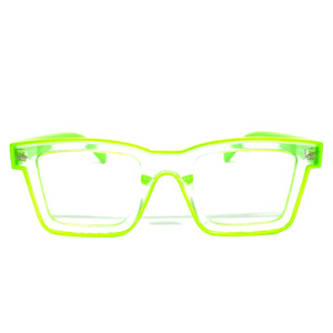 Classic Vintage Retro Style Clear Lens EYEGLASSES Neon Green Optical Frame - RX Capable 5202