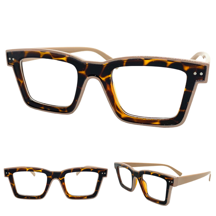 Classic Vintage Retro Style Clear Lens EYEGLASSES Tortoise Optical Frame - RX Capable 5202