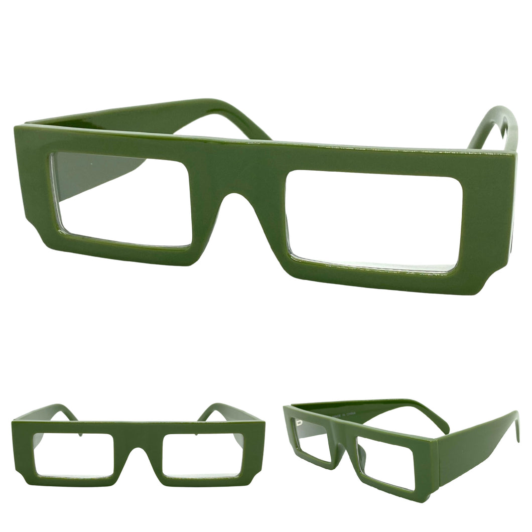 Exaggerated Modern Retro Style Clear Lens EYEGLASSES Green Optical Frame - RX Capable 81136