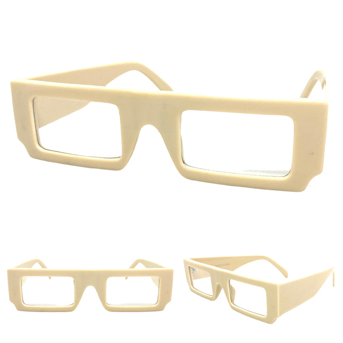 Exaggerated Modern Retro Style Clear Lens EYEGLASSES Cream Optical Frame - RX Capable 81136