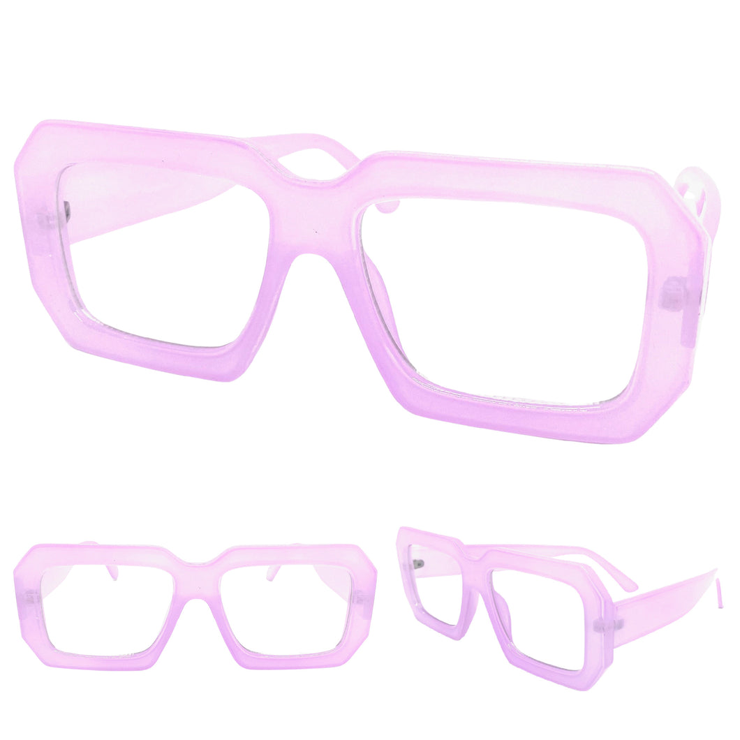 Oversized Vintage Retro Style Clear Lens EYEGLASSES Large Thick Pink Optical Frame - RX Capable 81132