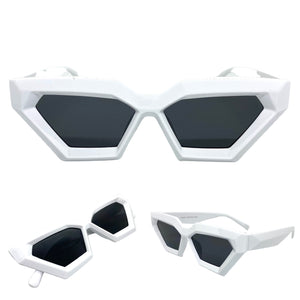 Classic Modern Retro Cat Eye Style SUNGLASSES White Frame 80427