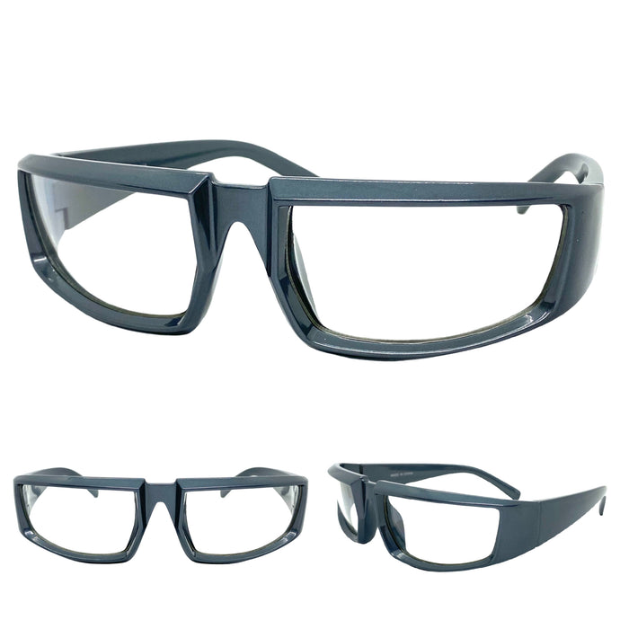Sporty Wrap Around Modern style Clear Lens EYEGLASSES Gray Frame 81113