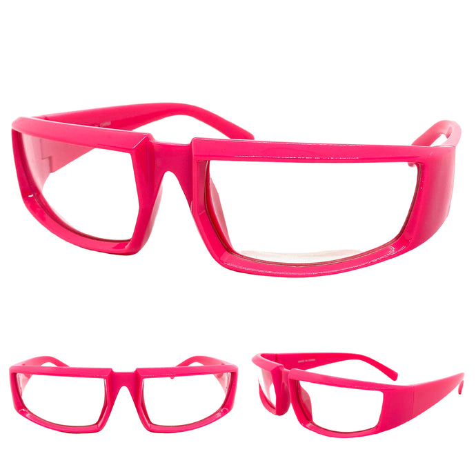 Sporty Wrap Around Modern style Clear Lens EYEGLASSES Pink Frame 81113