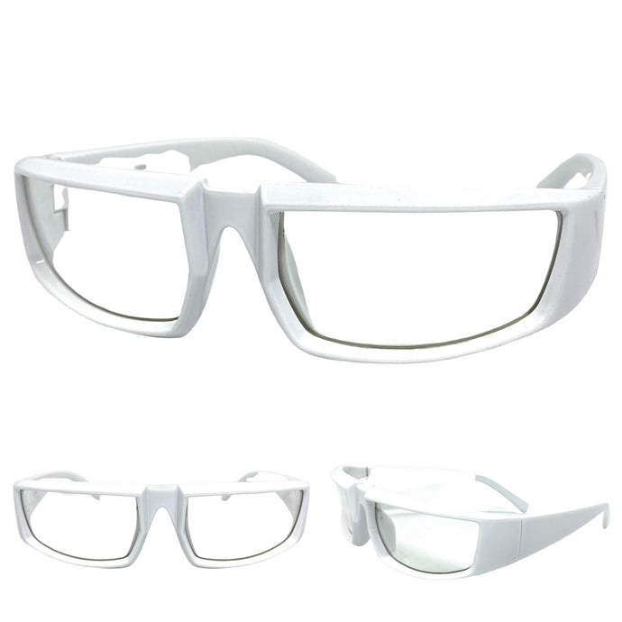 Sporty Wrap Around Modern style Clear Lens EYEGLASSES White Frame 81113