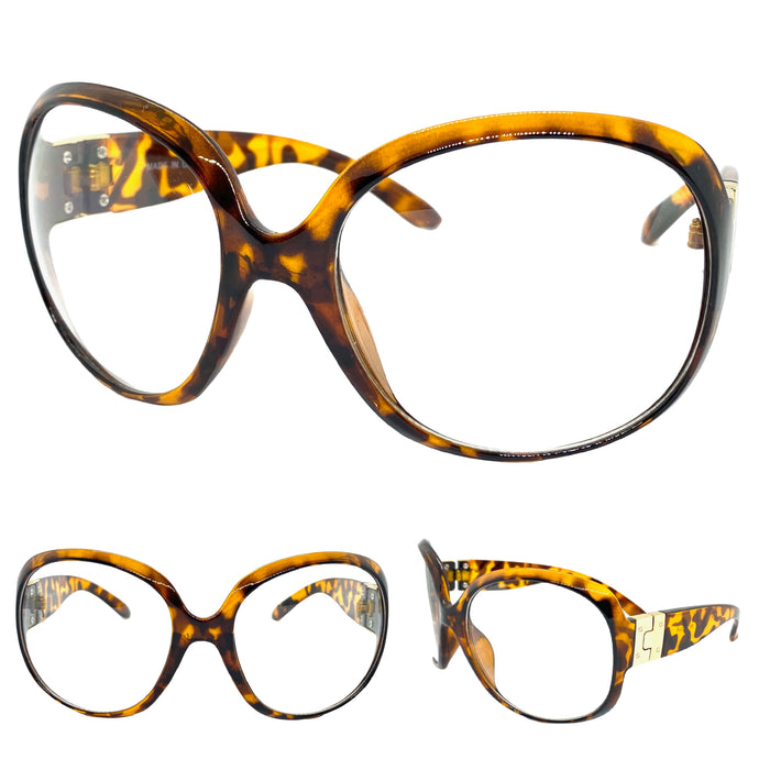 Oversized Vintage Retro Style Clear Lens EYEGLASSES Large Tortoise Frame 89393