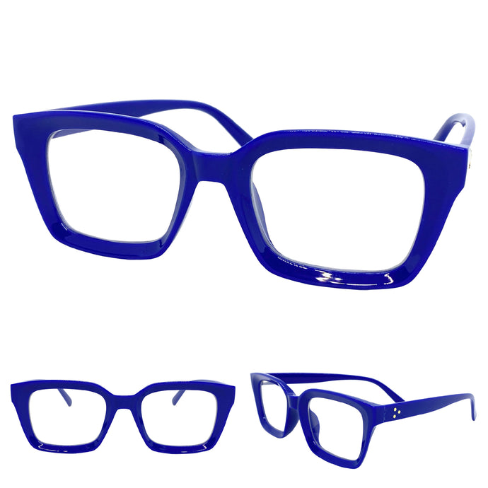 Classic Vintage Retro Style Clear Lens EYEGLASSES Blue Optical Frame - RX Capable 5101