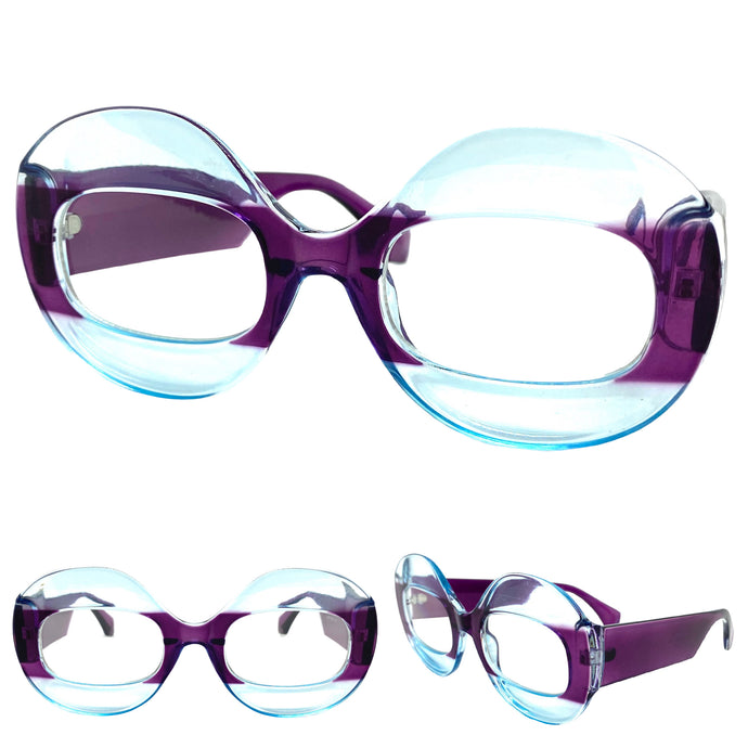 Oversized Vintage Retro Style Clear Lens EYEGLASSES Large Thick Round Optical Frame - RX Capable M448