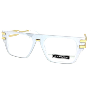 Classic Luxury Retro Hip Hop Style Clear Lens EYEGLASSES White & Gold Frame 2685